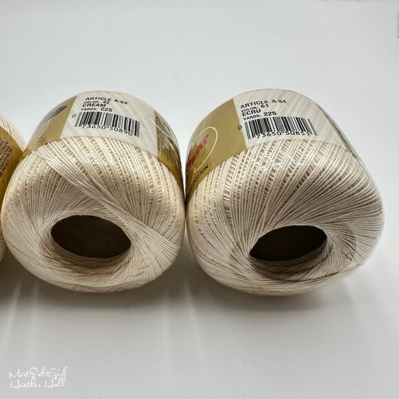 J & P Coats Cotton Knit-Cro-Sheen Cream Thread 225 Yards 4 Pack - Picture 6 of 6